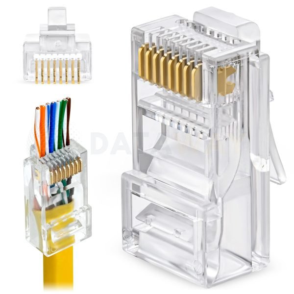 DATAWAY (100 pcs) Connector RJ45 1.0mm UTP, CAT5E, EASY wire/cable