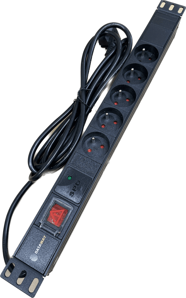 DATAWAY PDU Surge protection 5x 230V, 1U, 19", M6, 3m